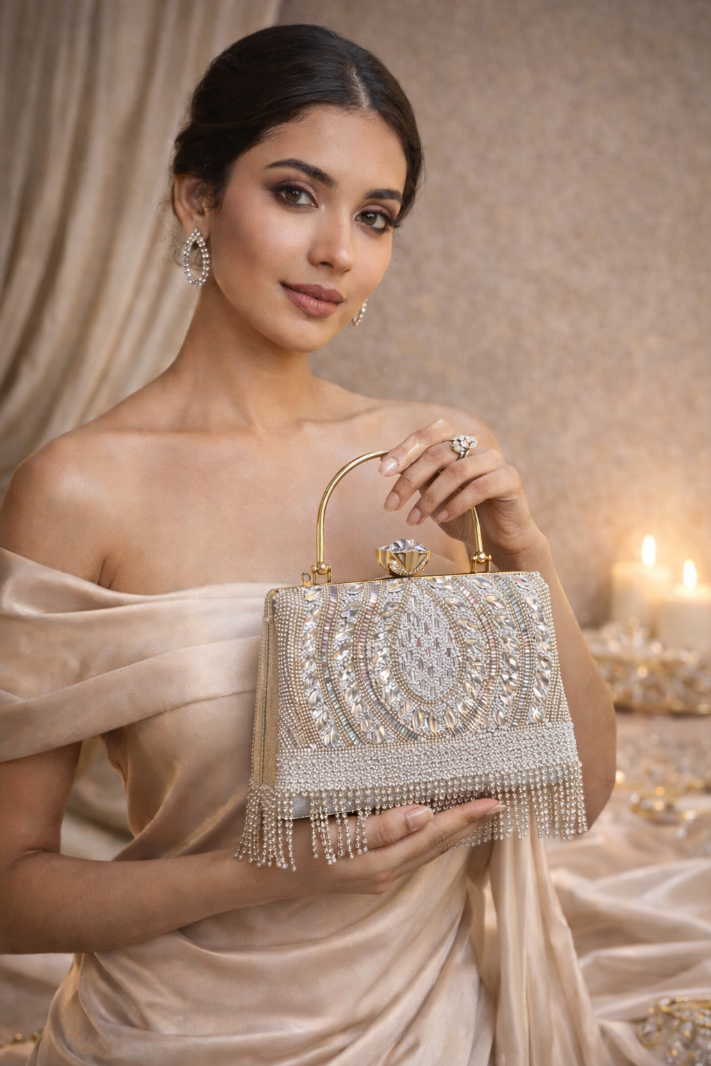 Velora Crystal Fringe Clutch