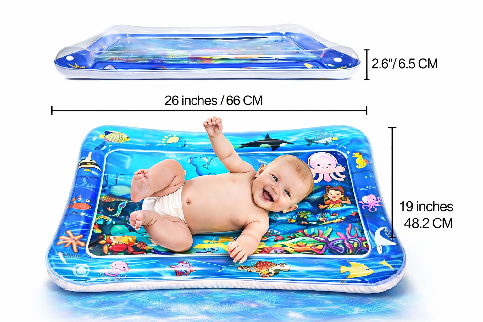 Baby Ocean Water Play Mat – Inflatable Tummy Time Sensory Toy (Leakproof Design)