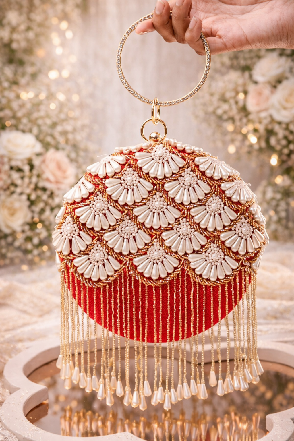 ✨ Designer Handcrafted Embroidered Round Clutch ✨
