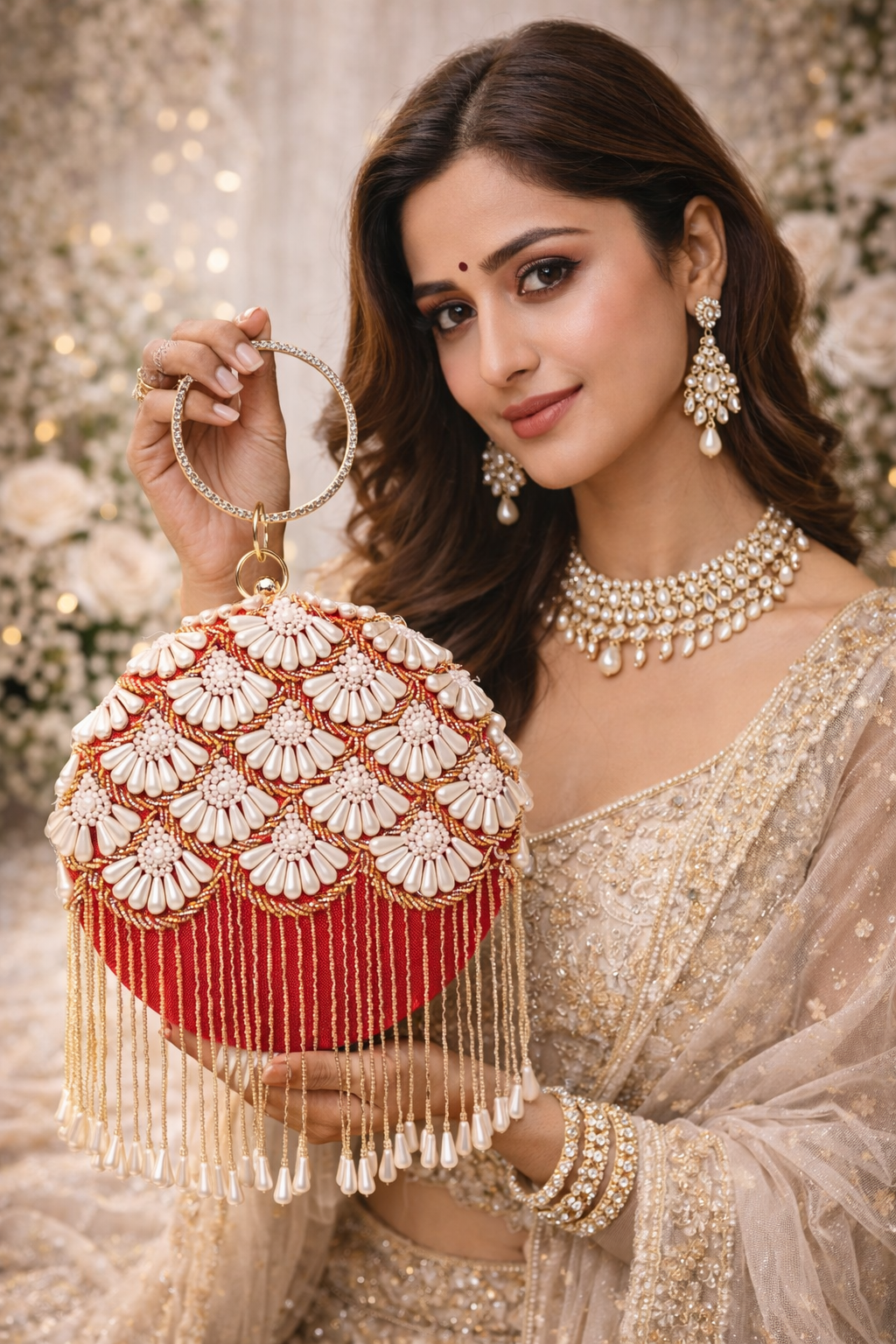 ✨ Designer Handcrafted Embroidered Round Clutch ✨