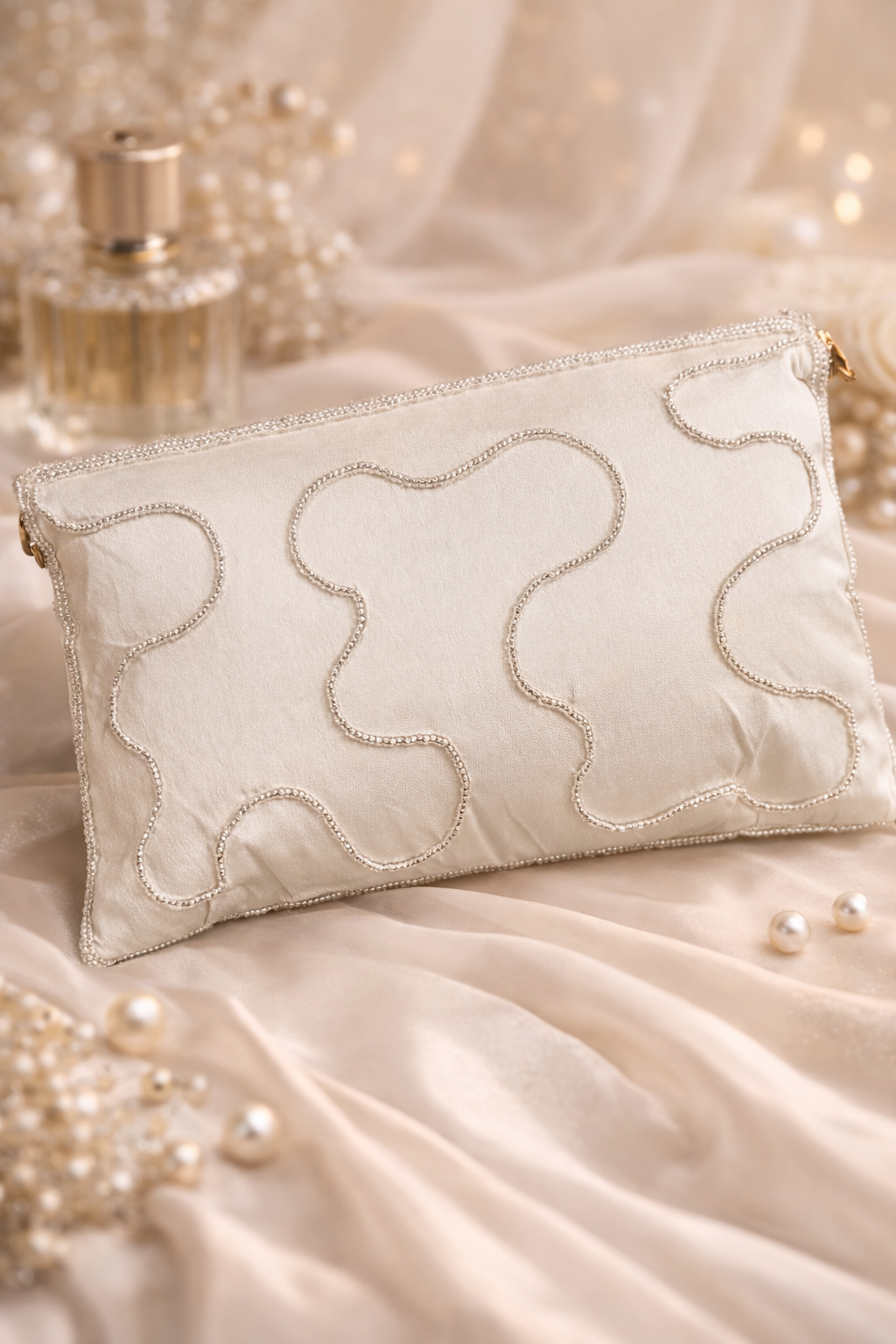 Designer Pearl Arc Clutch