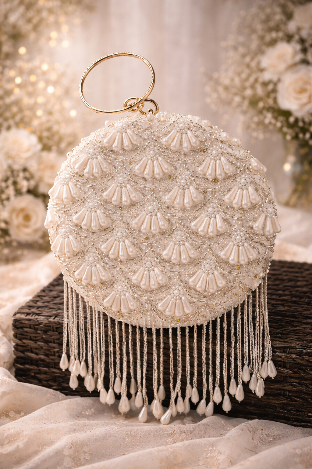 ✨ Designer Handcrafted Embroidered Round Clutch ✨