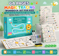 64 Pages Magic Tracing Workbook Set for Kids | Reusable Handwriting Practice Book with Magic Pen | Alphabet, Numbers & Early Learning