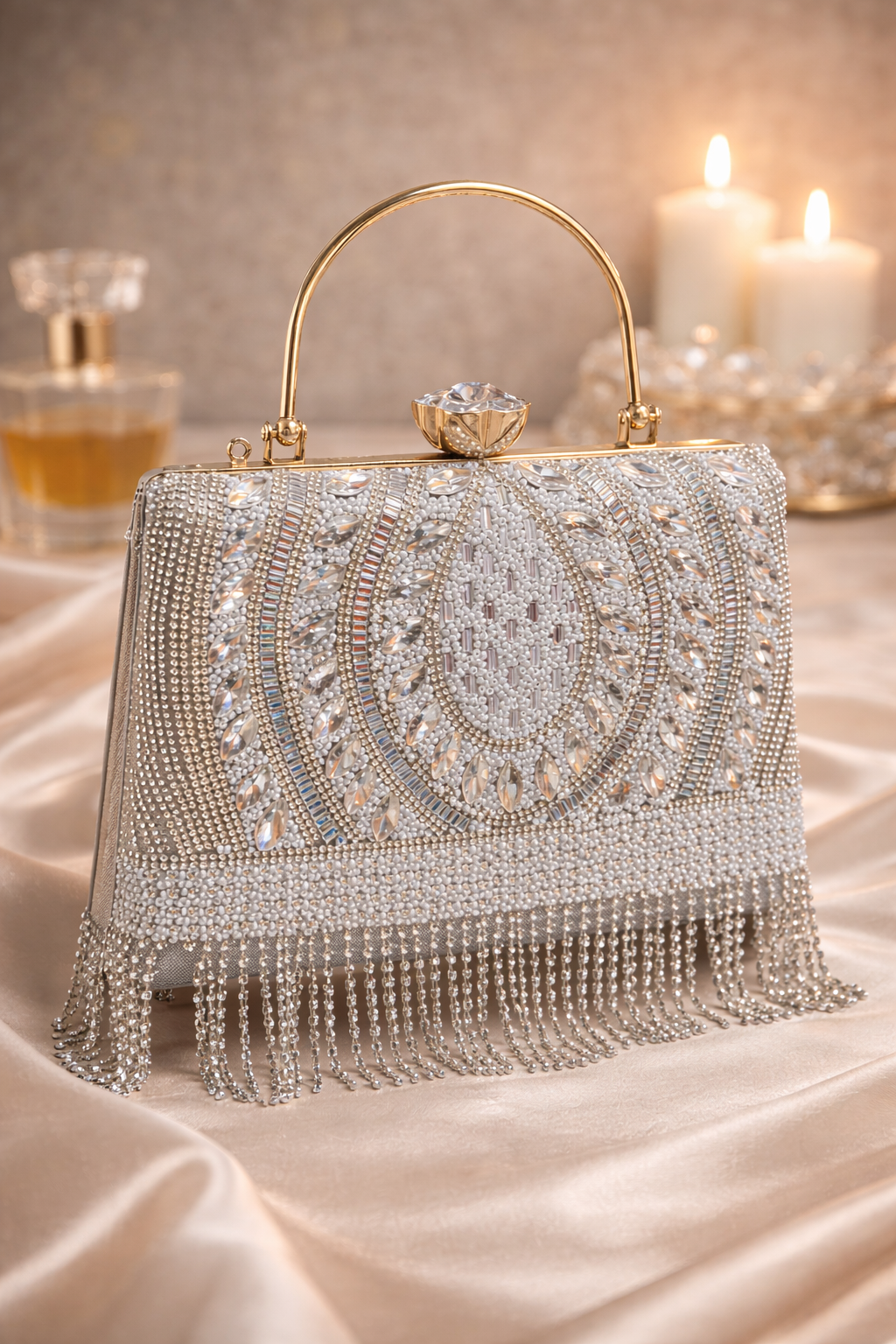 Velora Crystal Fringe Clutch