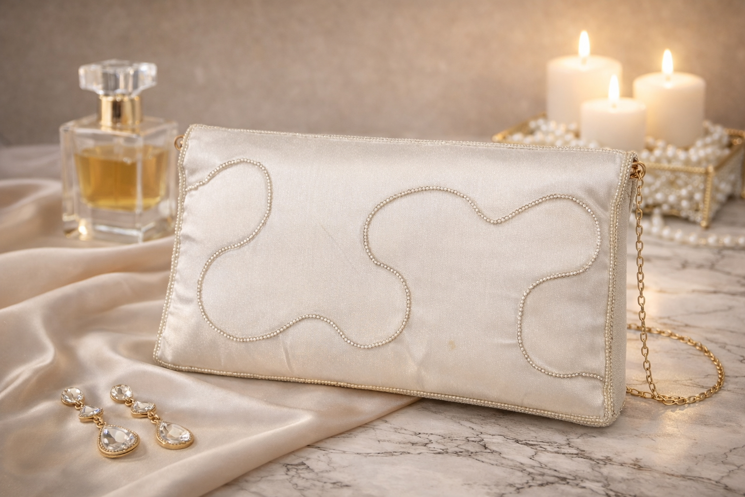 Designer Pearl Arc Clutch