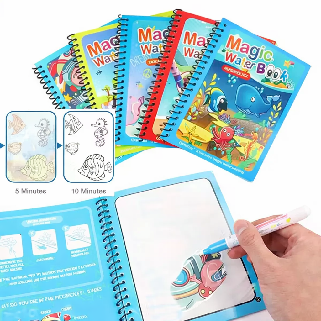 Magic Water Coloring Book Set (Pack of 4)