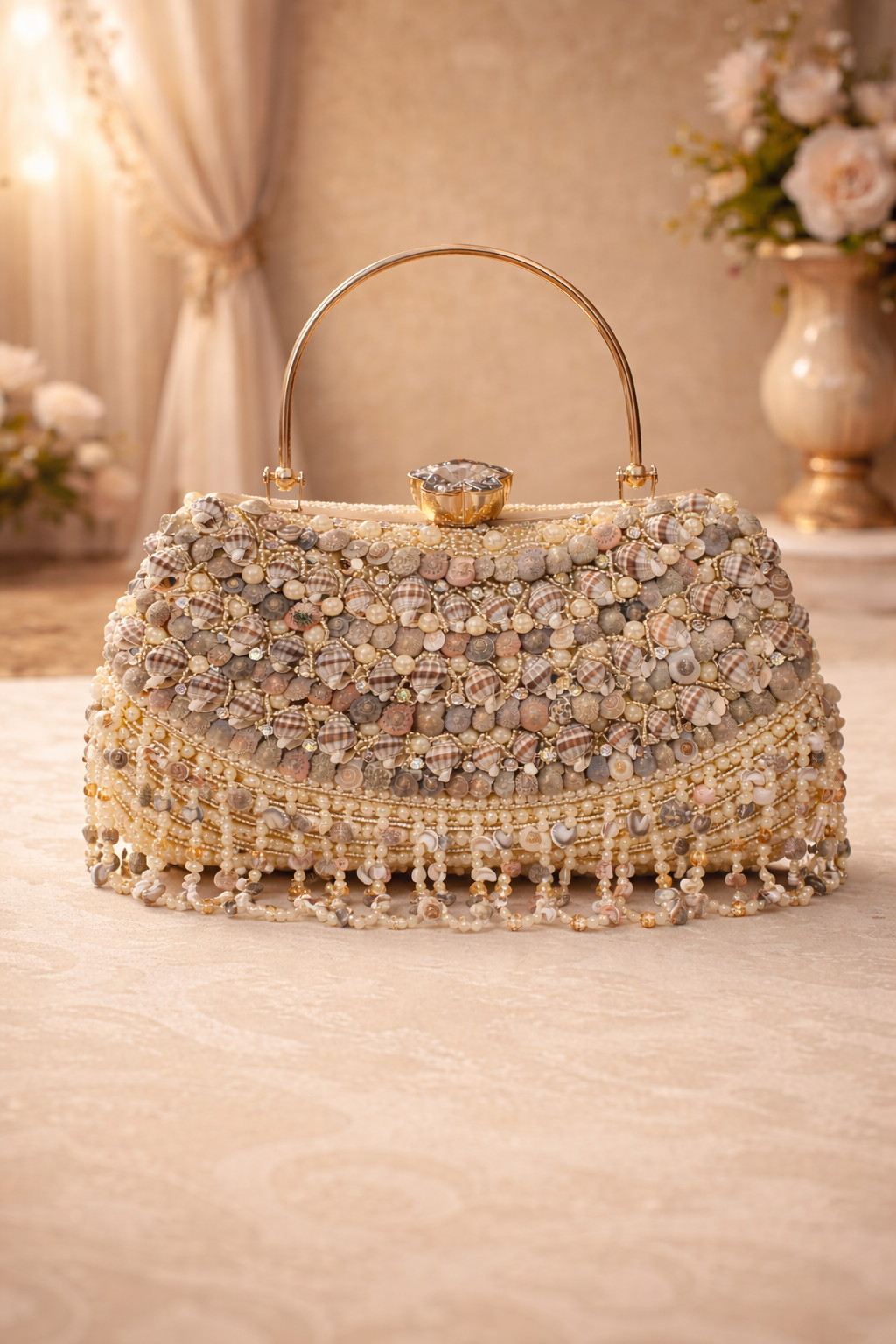 Shankha Royale – Handcrafted Seashell & Pearl Heirloom Handbag