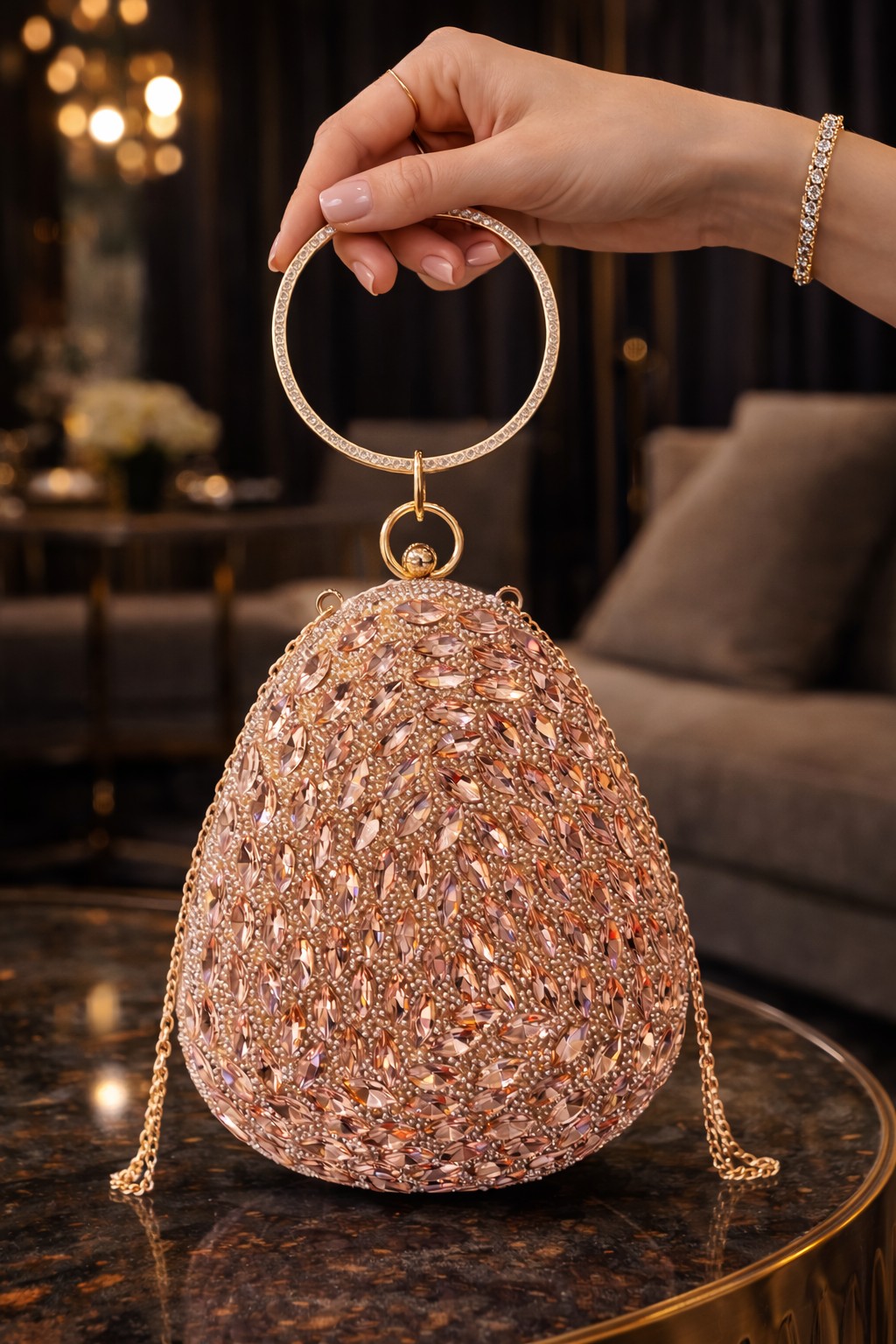 Aurora Crystal Ring Clutch