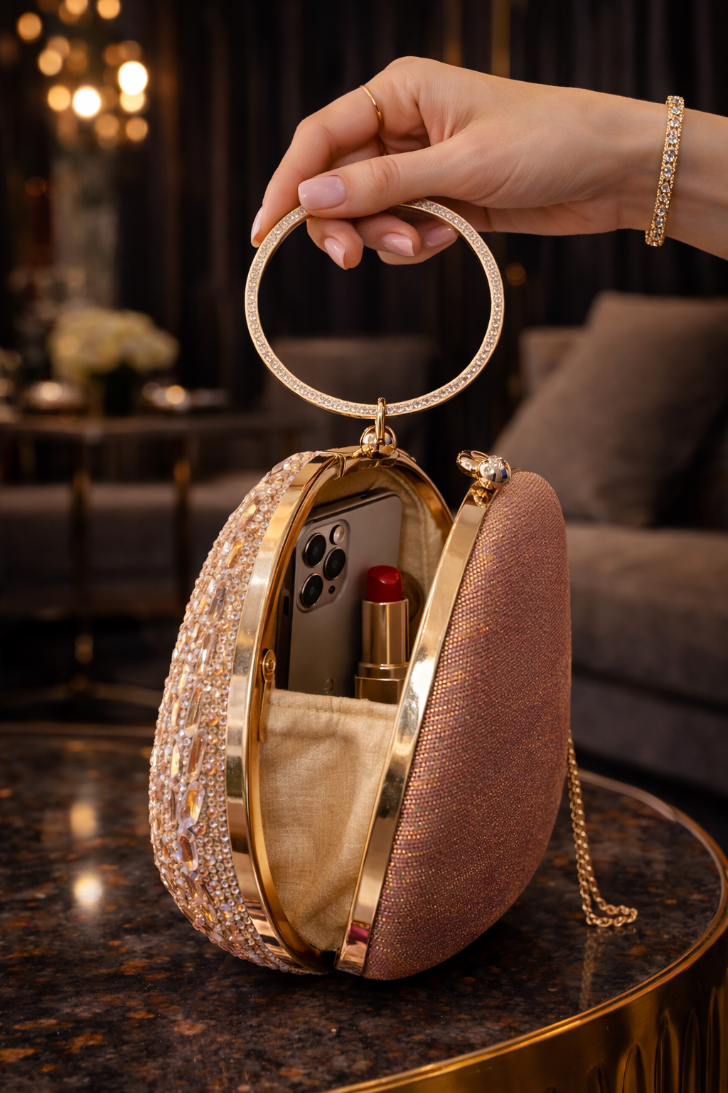 Aurora Crystal Ring Clutch