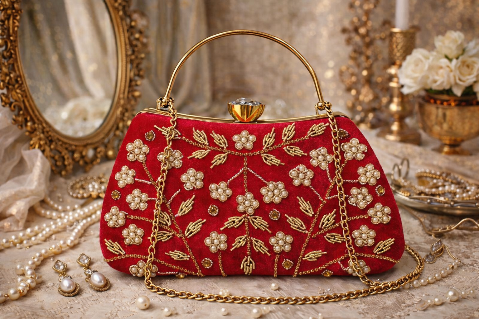 Gulposh Velvet Clutch