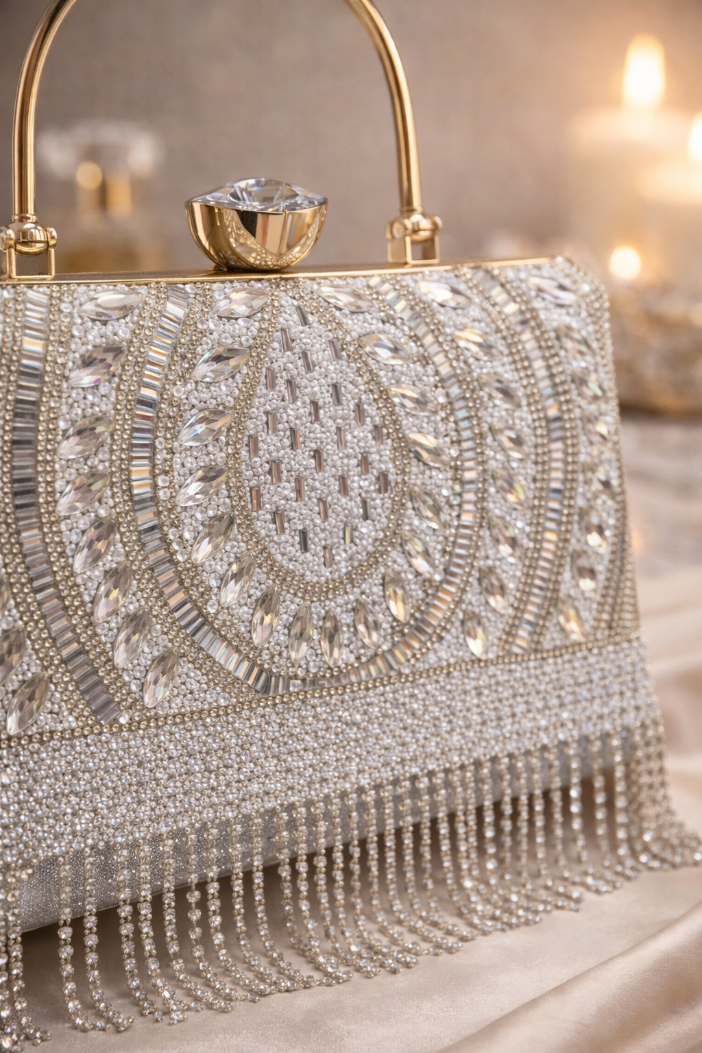 Velora Crystal Fringe Clutch