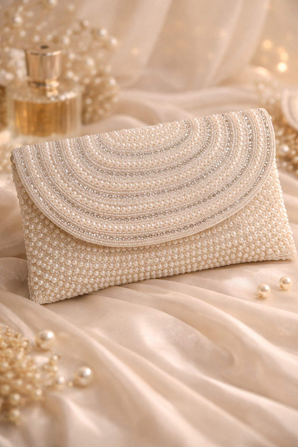 Designer Pearl Arc Clutch