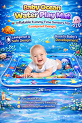 Baby Ocean Water Play Mat – Inflatable Tummy Time Sensory Toy (Leakproof Design)